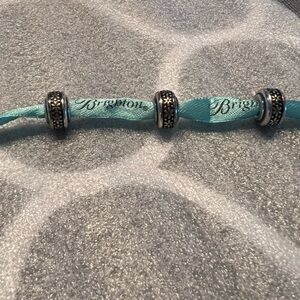 Rare Retired Brighton Flower Silver Spacer Beads set of 3 & Pouch